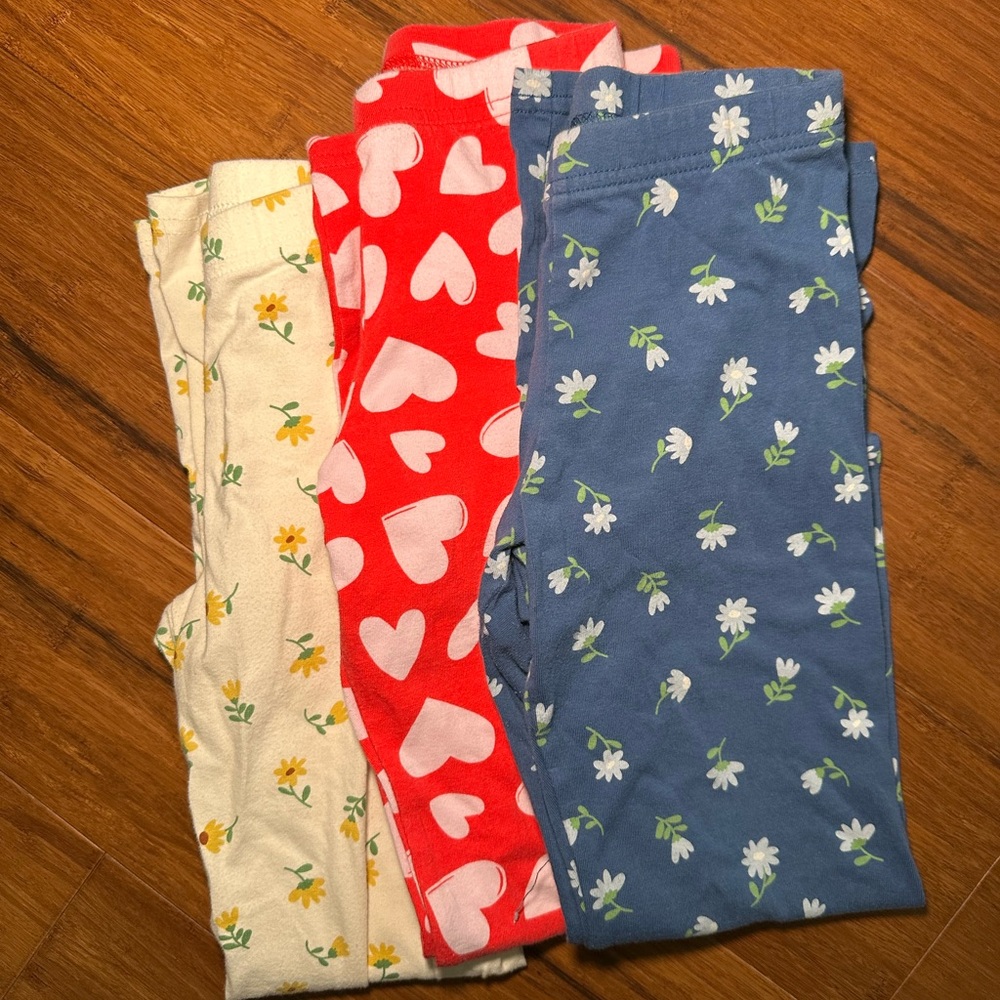 Old Navy Girls Floral & Heart Print Leggings bundle of 3 pairs size 8 EUC